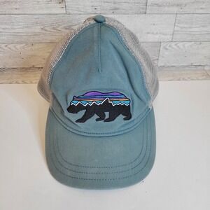 Patagonia Bear Fitz Snapback Trucker Hat Mesh Cap Adjustable Teal Blue